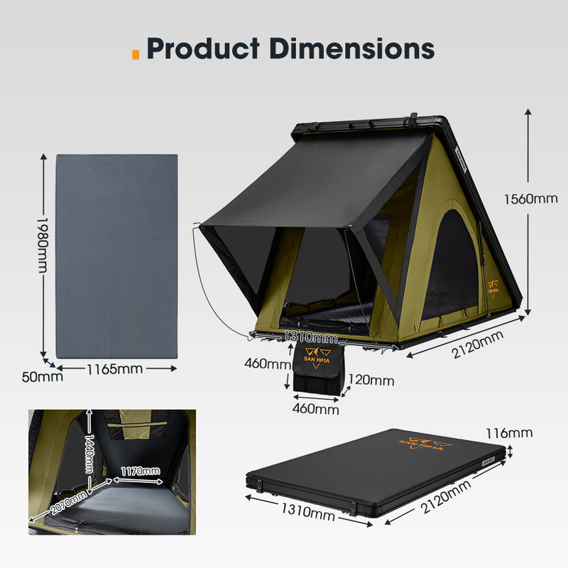 San Hima Kalbarri Lite Roof Top Tent Hardshell With Ladder Camping 4WD
