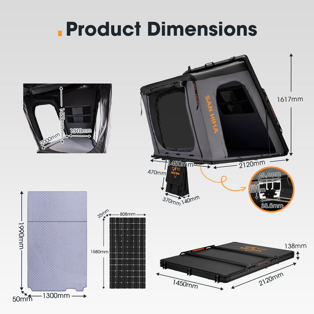 San Hima Kalbarri Gen 2 Rooftop Tent Hard Shell With Ladder + 250W Solar Panel