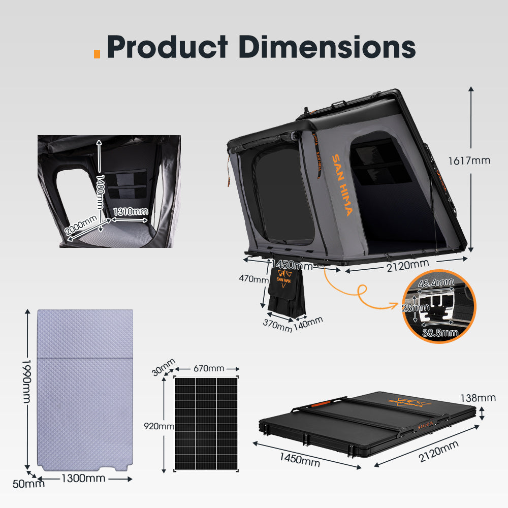 San Hima Kalbarri Gen 2 Rooftop Tent Hard Shell With Ladder + 130W Solar Panel