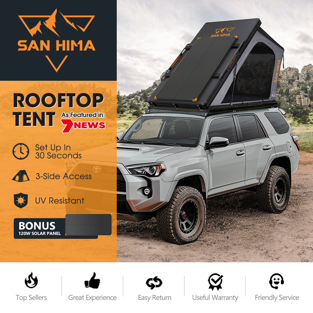 San Hima Kalbarri Gen 2 Rooftop Tent Hard Shell With Ladder + 120W Solar Panel