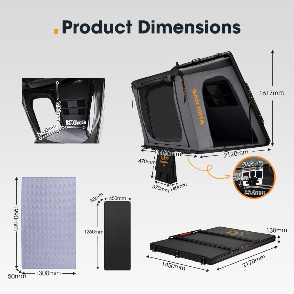San Hima Kalbarri Gen 2 Rooftop Tent Hard Shell With Ladder + 120W Solar Panel