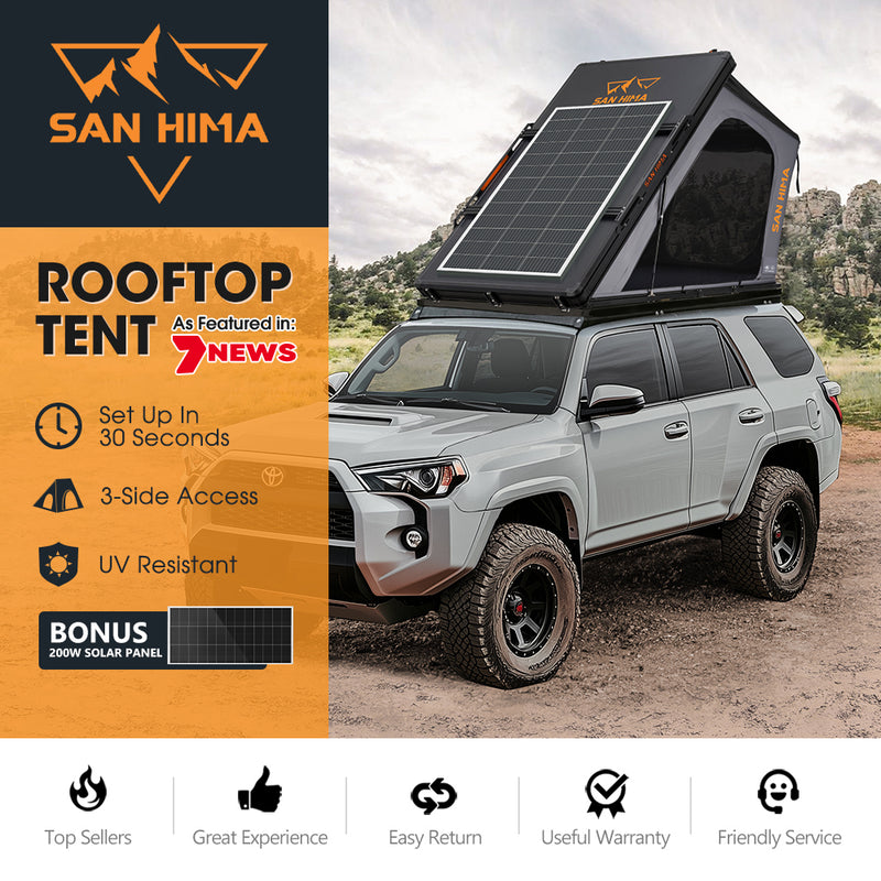 San Hima Kalbarri Gen 2 Rooftop Tent Hard Shell With Ladder + 200W Solar Panel
