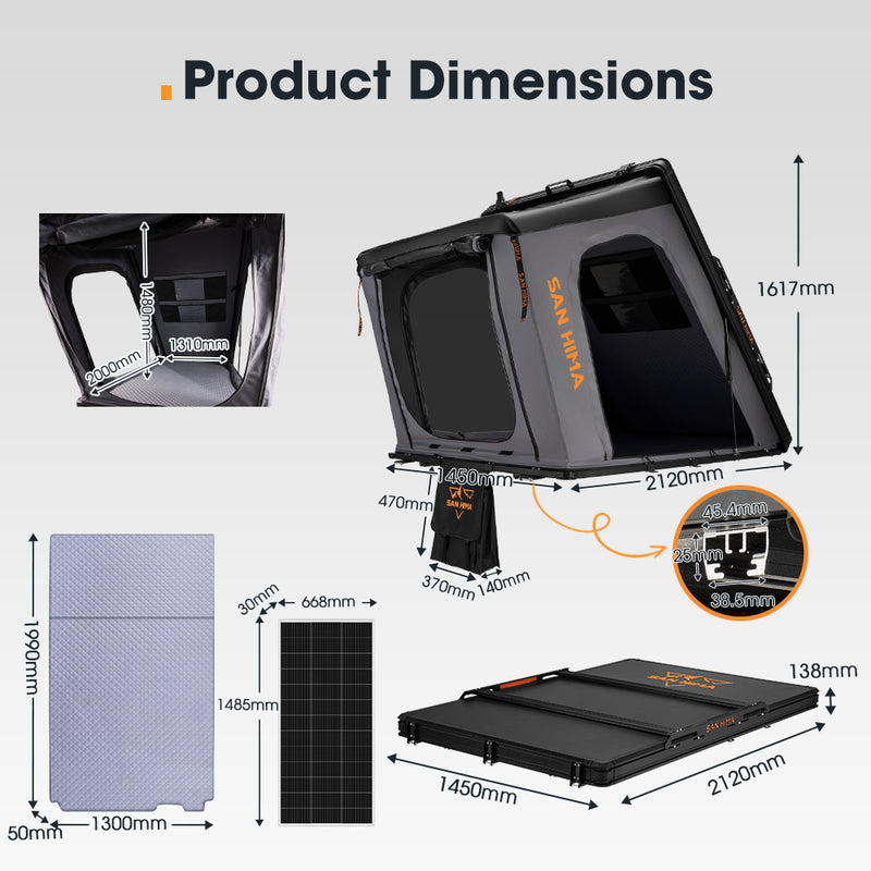 San Hima Kalbarri Gen 2 Rooftop Tent Hard Shell With Ladder + 200W Solar Panel