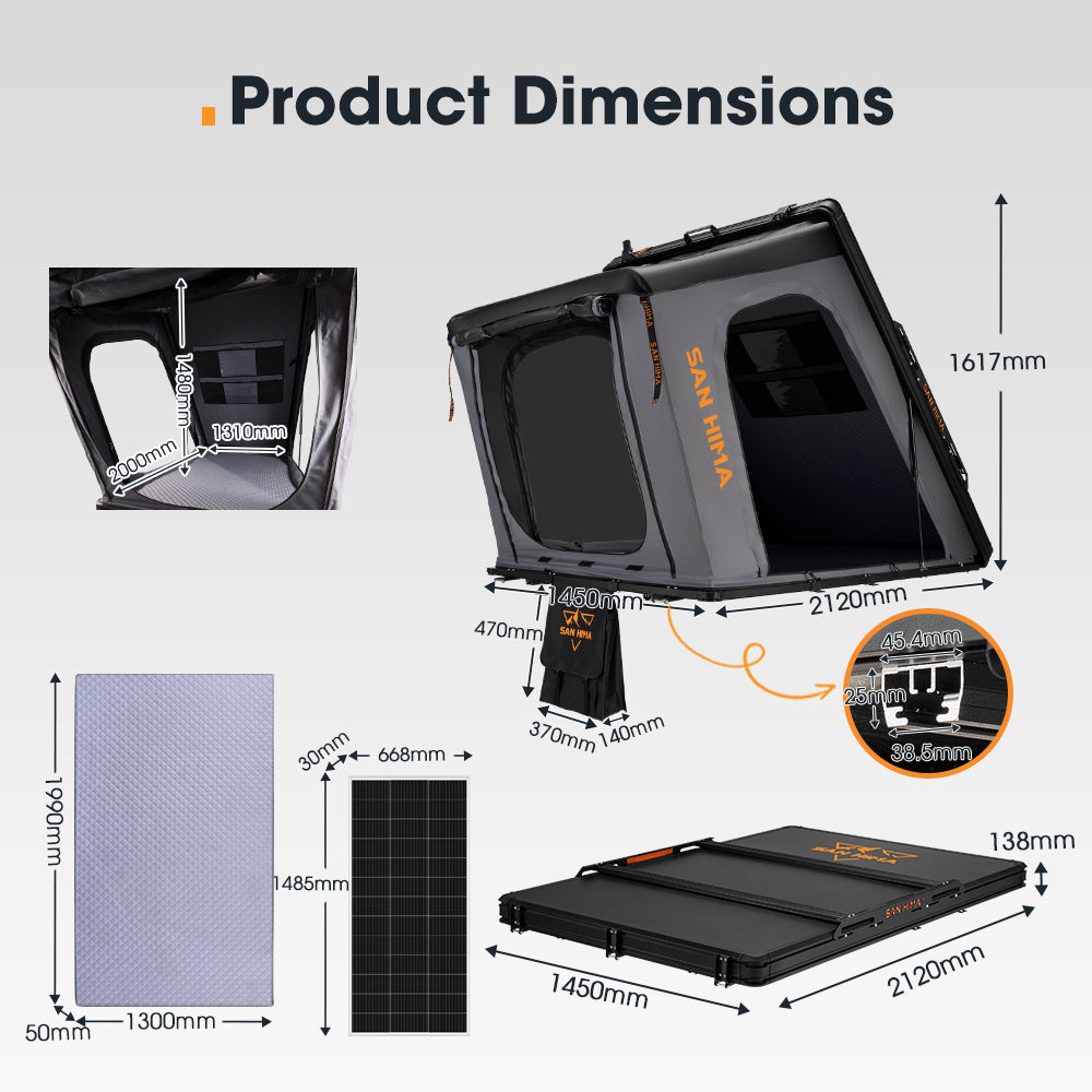 San Hima Kalbarri Gen 2 Rooftop Tent Hard Shell With Ladder + 200W Solar Panel