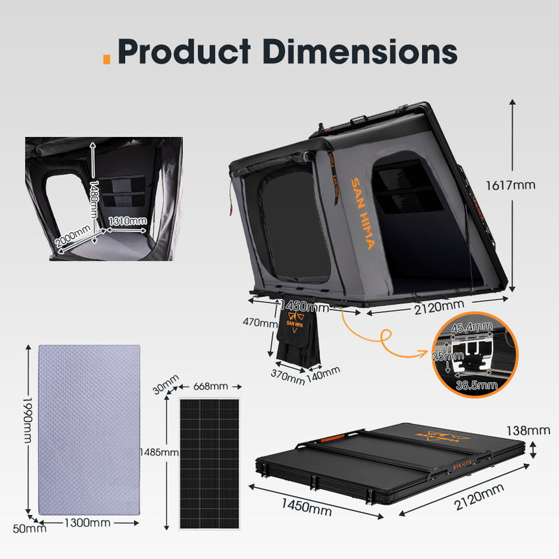 San Hima Kalbarri Gen 2 Rooftop Tent Hard Shell With Ladder + 200W Solar Panel