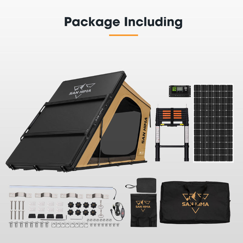 San Hima Kalbarri Gen 2 Roof Top Tent Khaki Hardshell + 250W Solar Panel