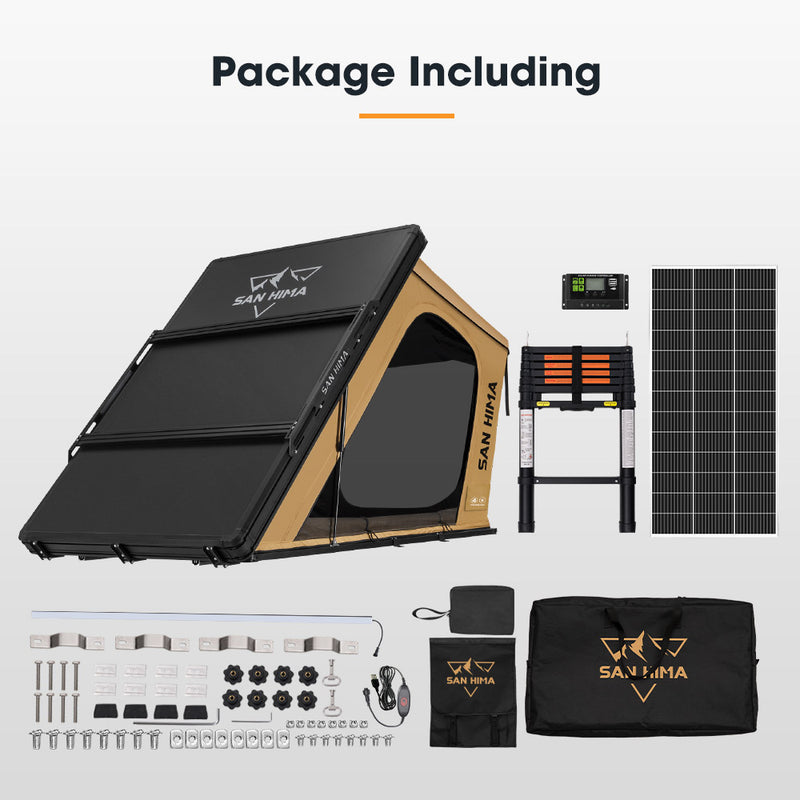 San Hima Kalbarri Gen 2 Roof Top Tent Khaki Hardshell + 200W Solar Panel