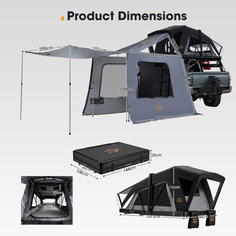 San Hima CapeTop Rooftop Tent & Annex Extension Outdoor Camping Waterproof 4WD