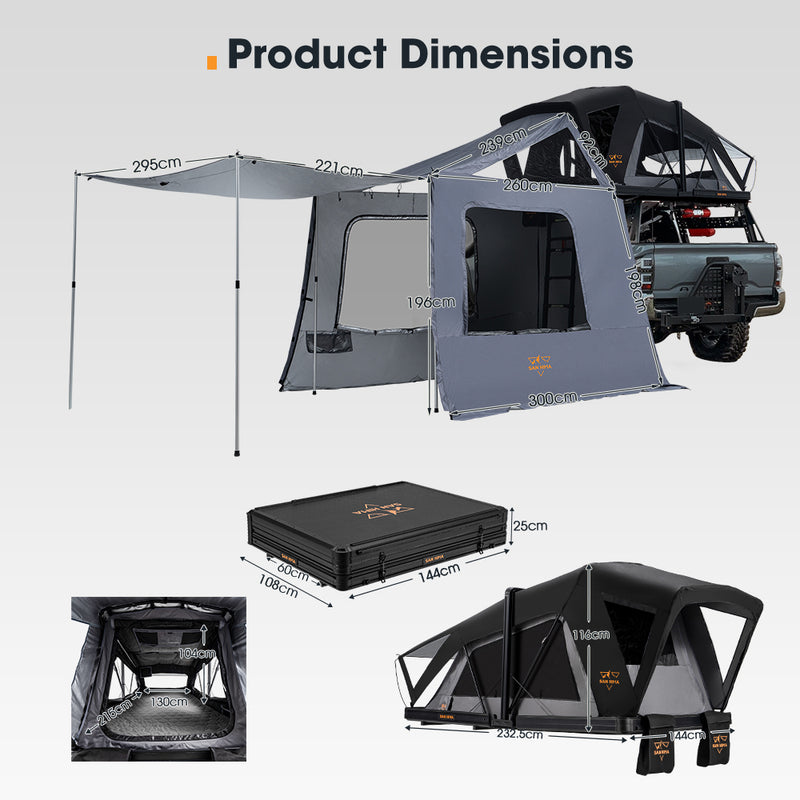 San Hima CapeTop Rooftop Tent & Annex Extension Outdoor Camping Waterproof 4WD