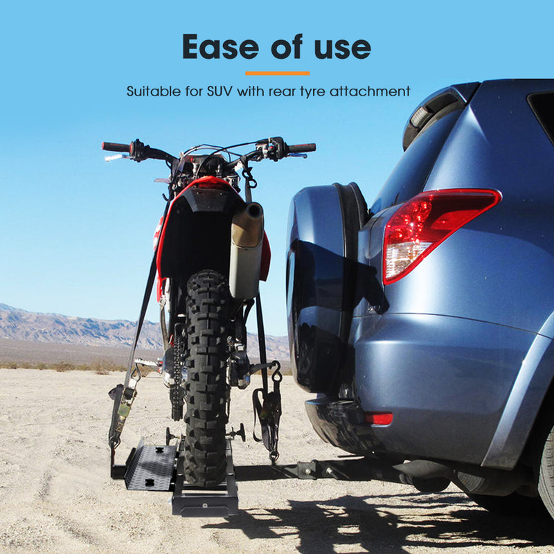 Motorcycle Saftry Drop Racks Steel Motorcycle Carrier Motorbike Rack Dirt Bike Ramp 2″ Towbar Steel