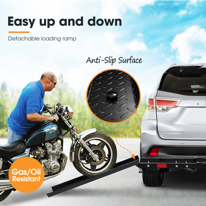 Motorcycle Carrier Motorbike Rack 2 Arms Dirt Bike Ramp 2 inch Towbar Steel