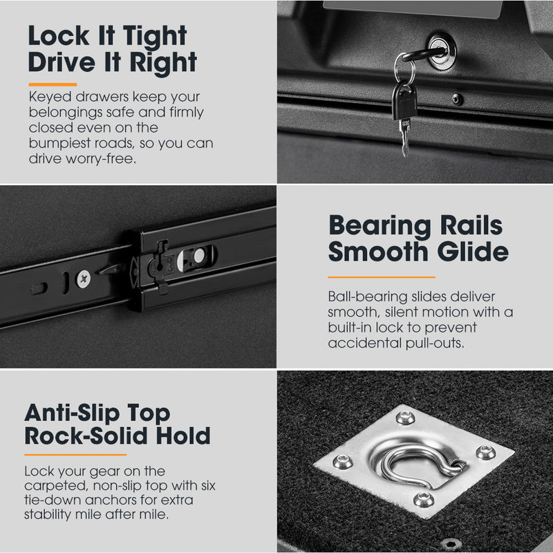 San Hima Lightweight 1300MM 4WD Rear Drawer Vehicle Storage Lockable