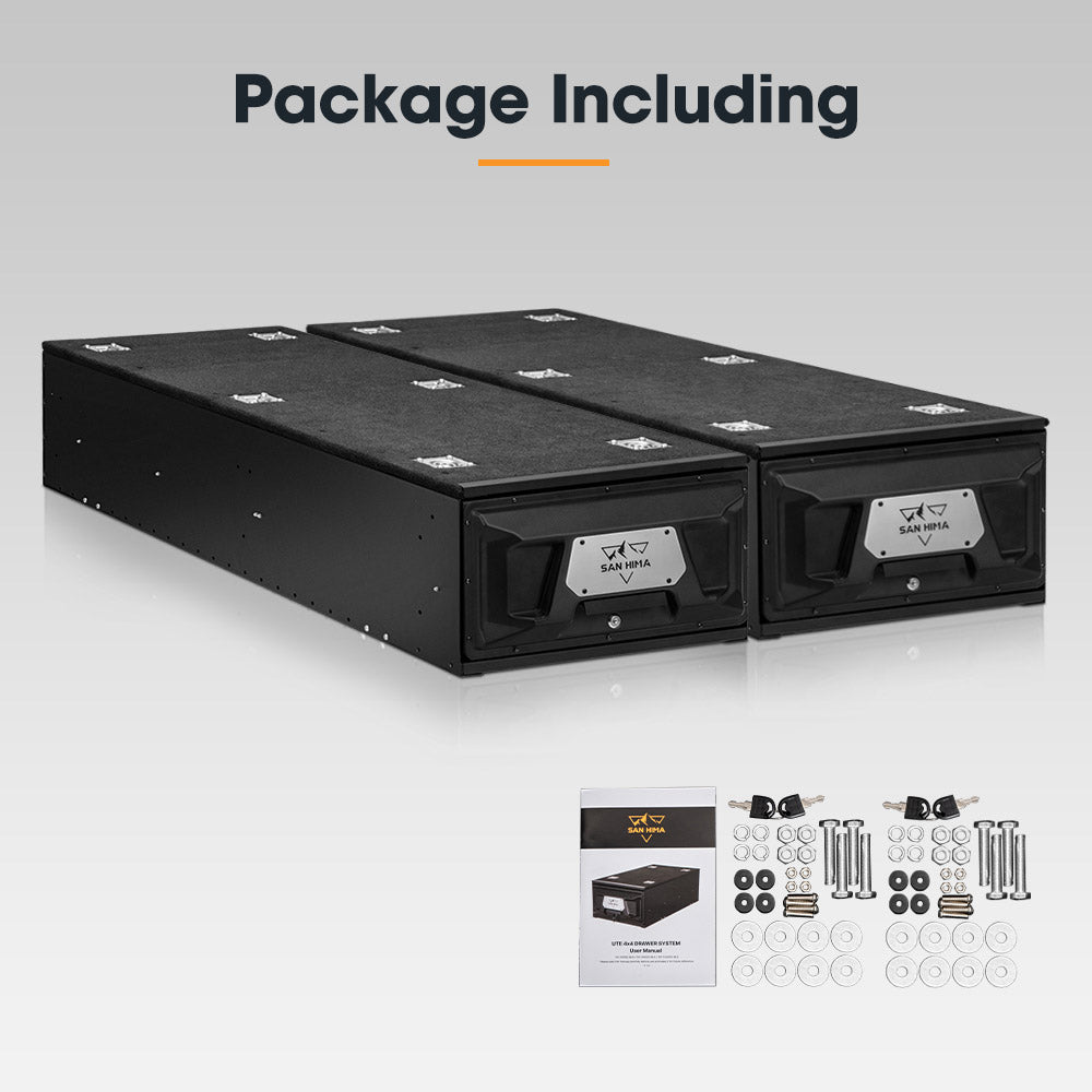 San Hima Lightweight 2X 1300MM 4WD Rear Drawer Vehicle Storage Lockable