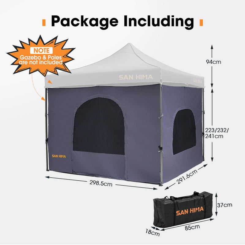 San Hima Portable Gazebo Inner Tent Waterproof 3m x 3m Outdoor Camping Zippered