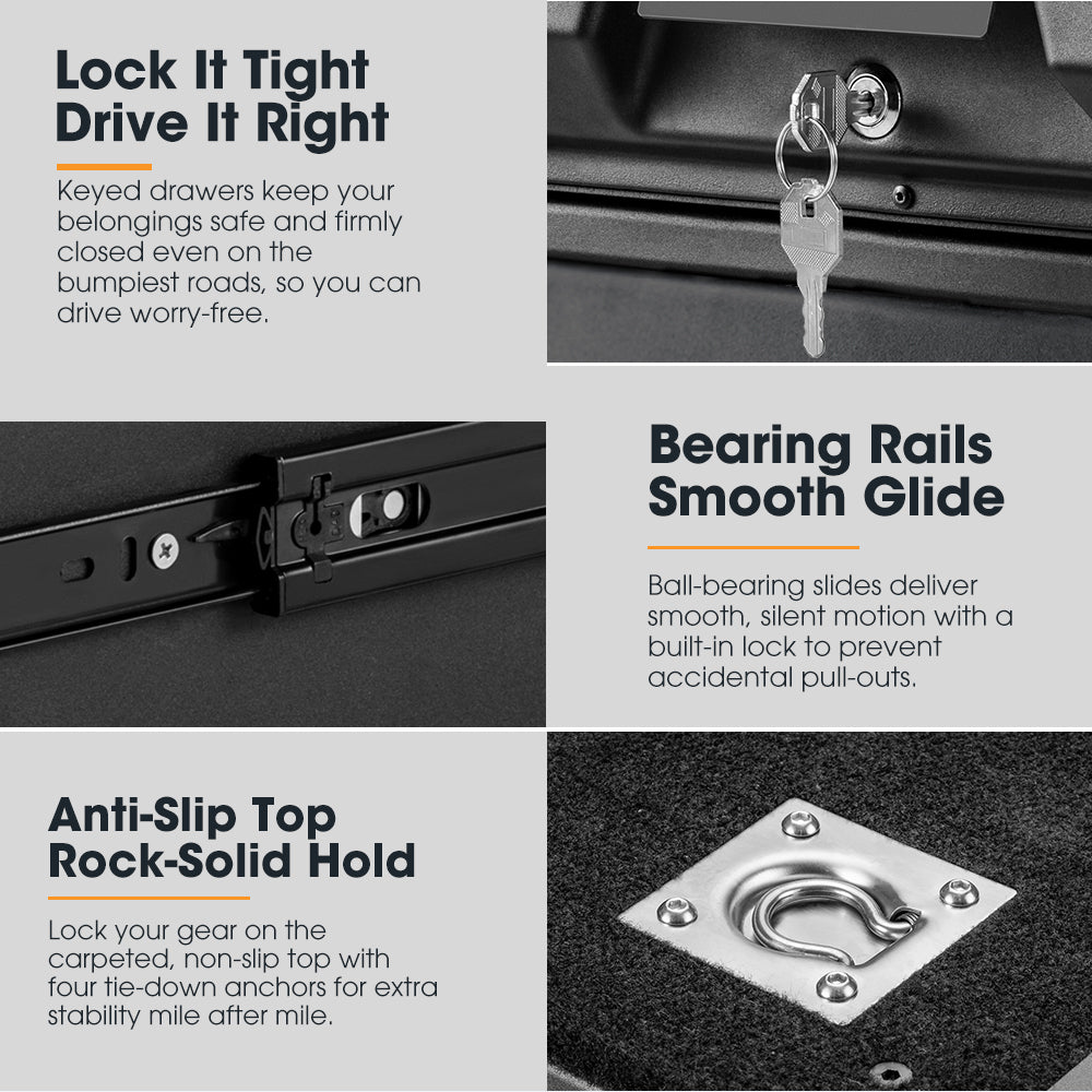 San Hima Lightweight 700MM 4WD Rear Drawer Vehicle Storage Lockable