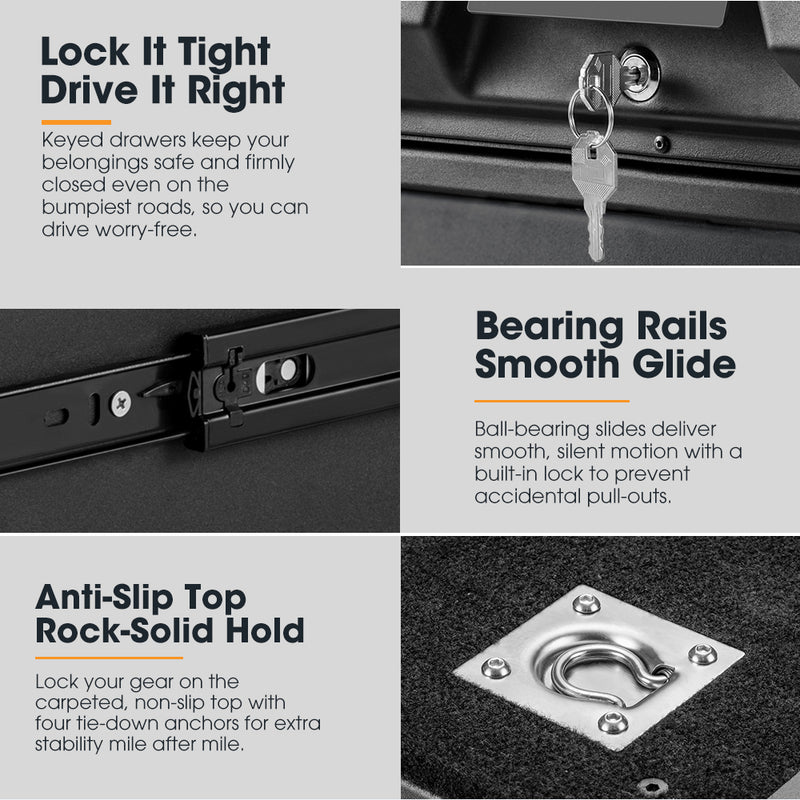 San Hima Lightweight 700MM 4WD Rear Drawer Vehicle Storage Lockable