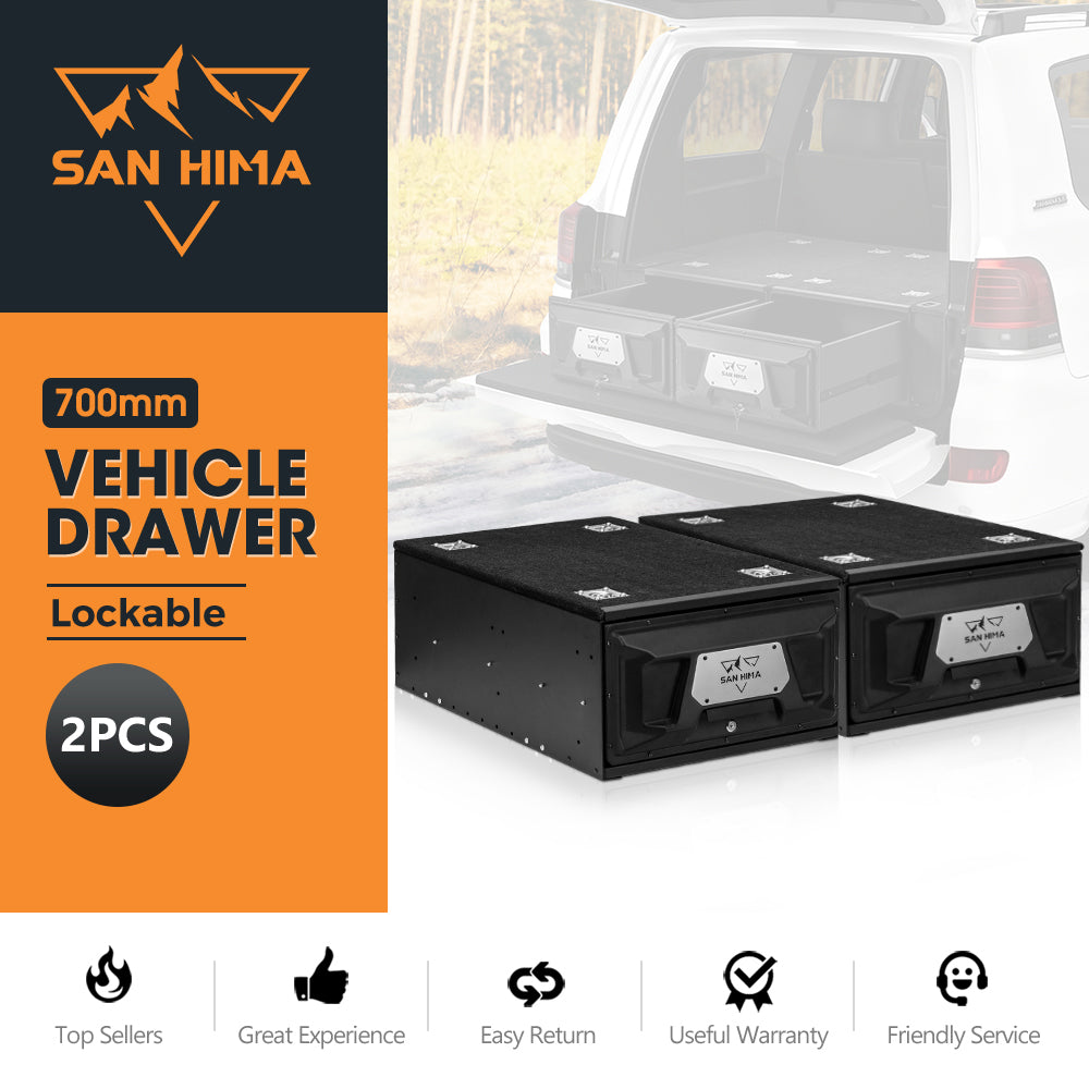 San Hima Lightweight 2X 700MM 4WD Rear Drawer Vehicle Storage Lockable