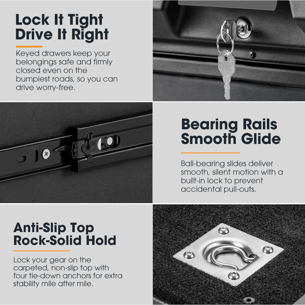 San Hima Lightweight 2X 700MM 4WD Rear Drawer Vehicle Storage Lockable