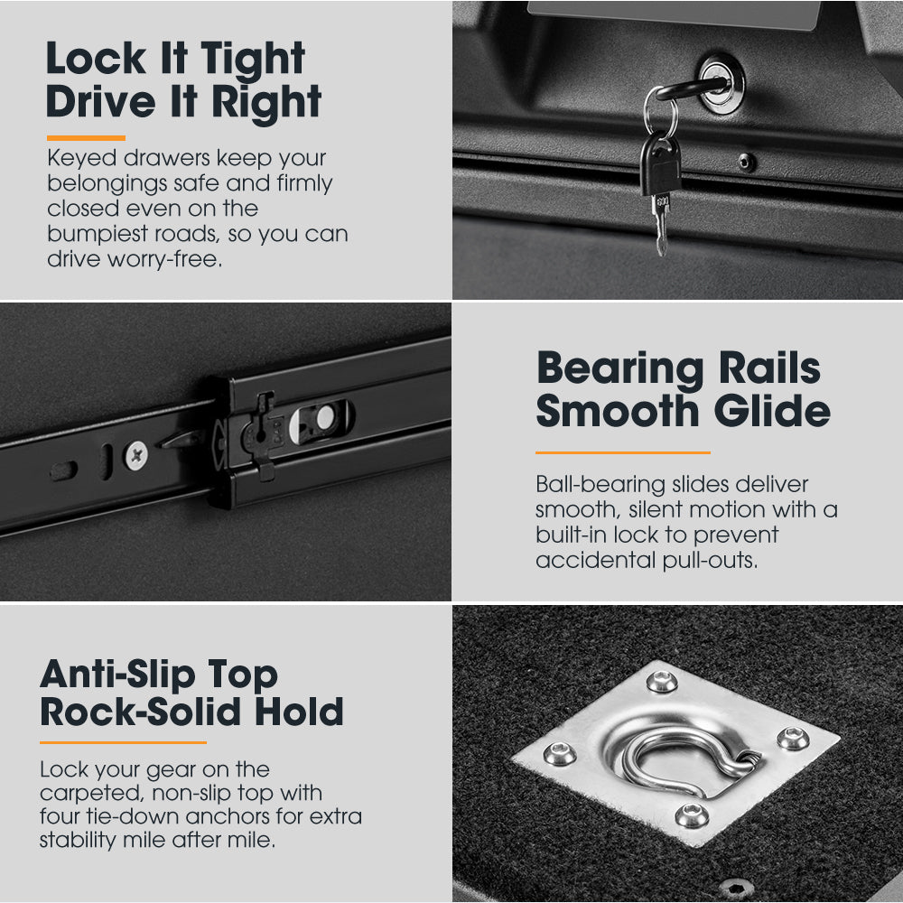 San Hima Lightweight 2X 700MM 4WD Rear Drawer Vehicle Storage Lockable