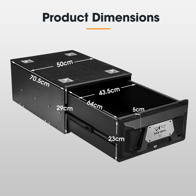 San Hima Lightweight 2X 700MM 4WD Rear Drawer Vehicle Storage Lockable