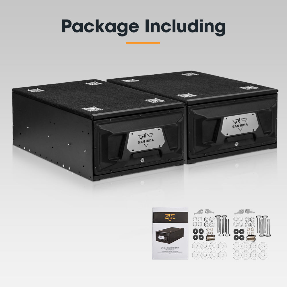 San Hima Lightweight 2X 700MM 4WD Rear Drawer Vehicle Storage Lockable