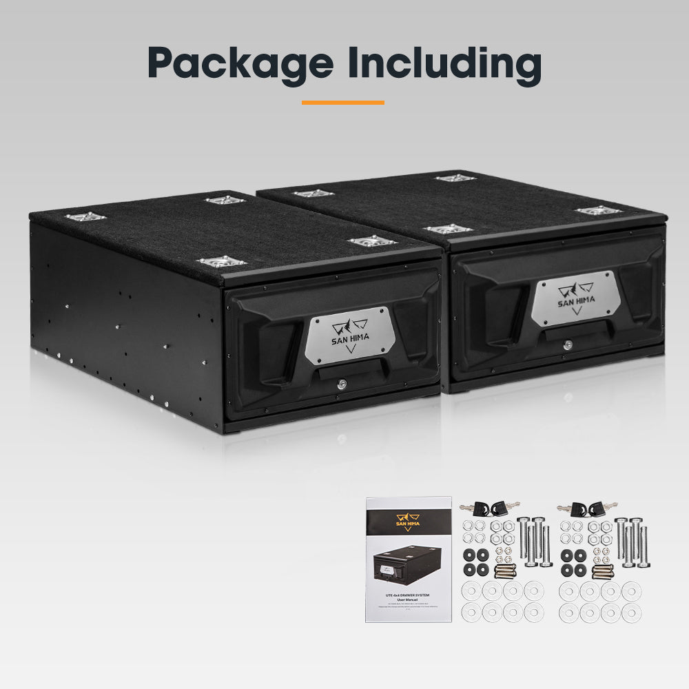 San Hima Lightweight 2X 700MM 4WD Rear Drawer Vehicle Storage Lockable