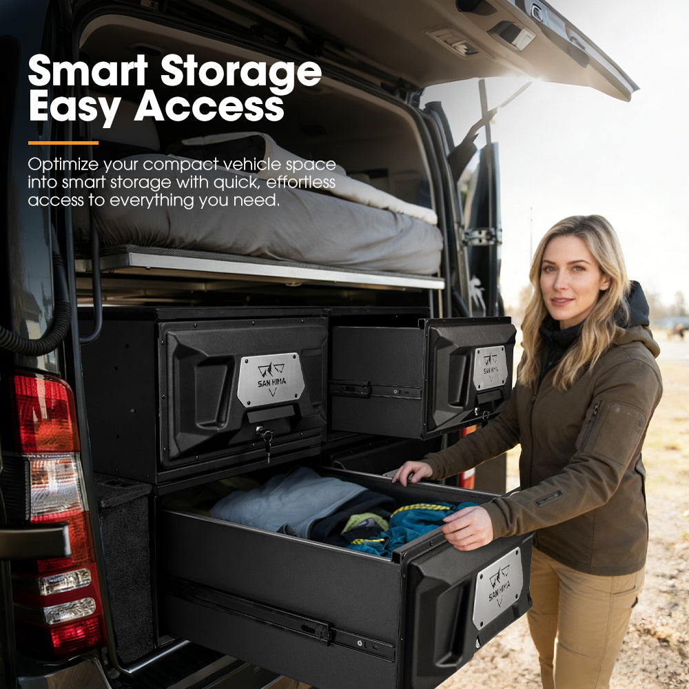 San Hima Lightweight 2X 900MM 4WD Rear Drawer Vehicle Storage Lockable