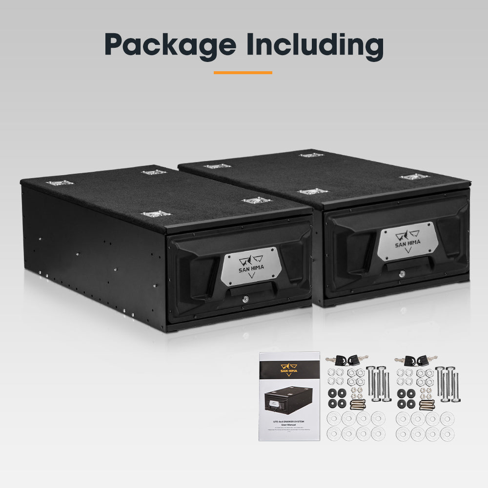 San Hima Lightweight 2X 900MM 4WD Rear Drawer Vehicle Storage Lockable