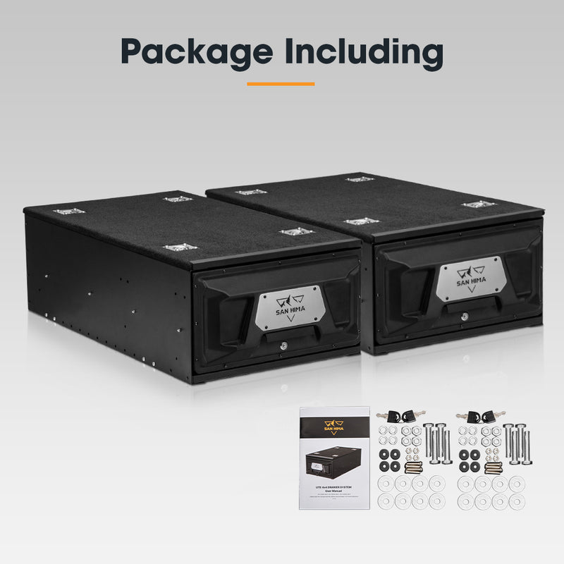 San Hima Lightweight 2X 900MM 4WD Rear Drawer Vehicle Storage Lockable