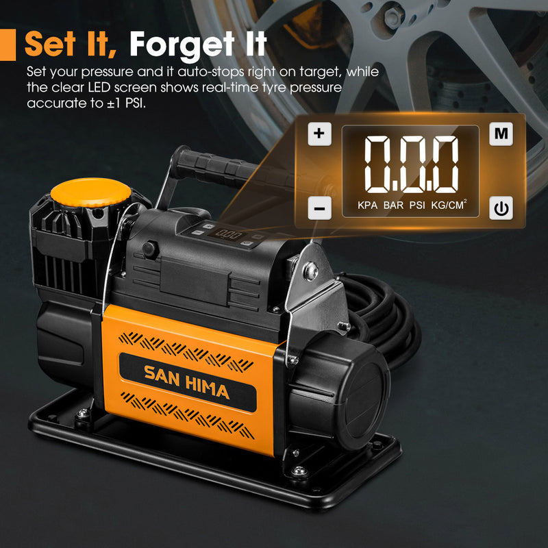 San Hima 12V Single Cylinder Air Compressor 200L/min 150PSI Portable Digital