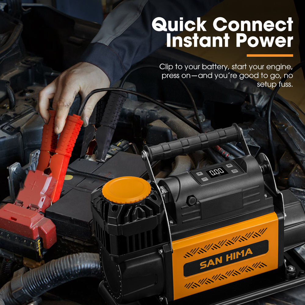 San Hima 12V Single Cylinder Air Compressor 200L/min 150PSI Portable Digital