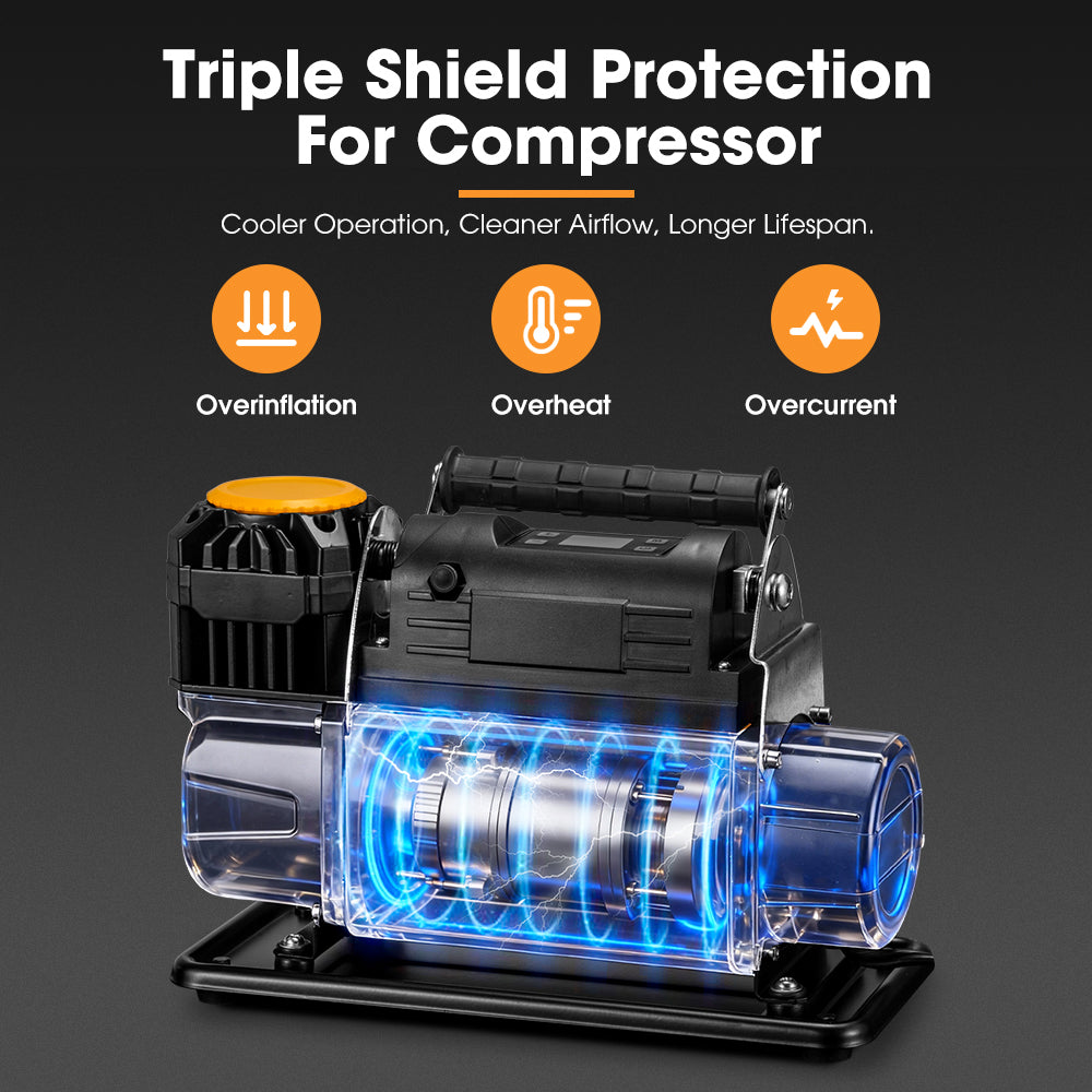 San Hima 12V Single Cylinder Air Compressor 200L/min 150PSI Portable Digital