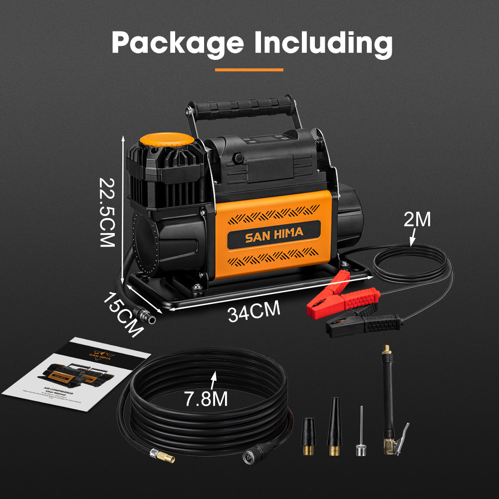San Hima 12V Single Cylinder Air Compressor 200L/min 150PSI Portable Digital