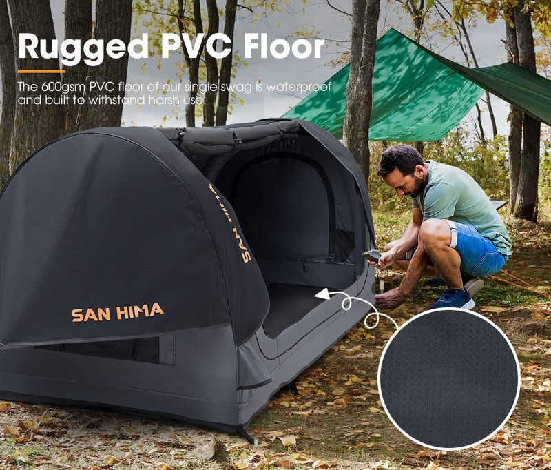 San Hima Single Air Swag Camping Swags Free Standing Dome Tent 17cm Air Mattress