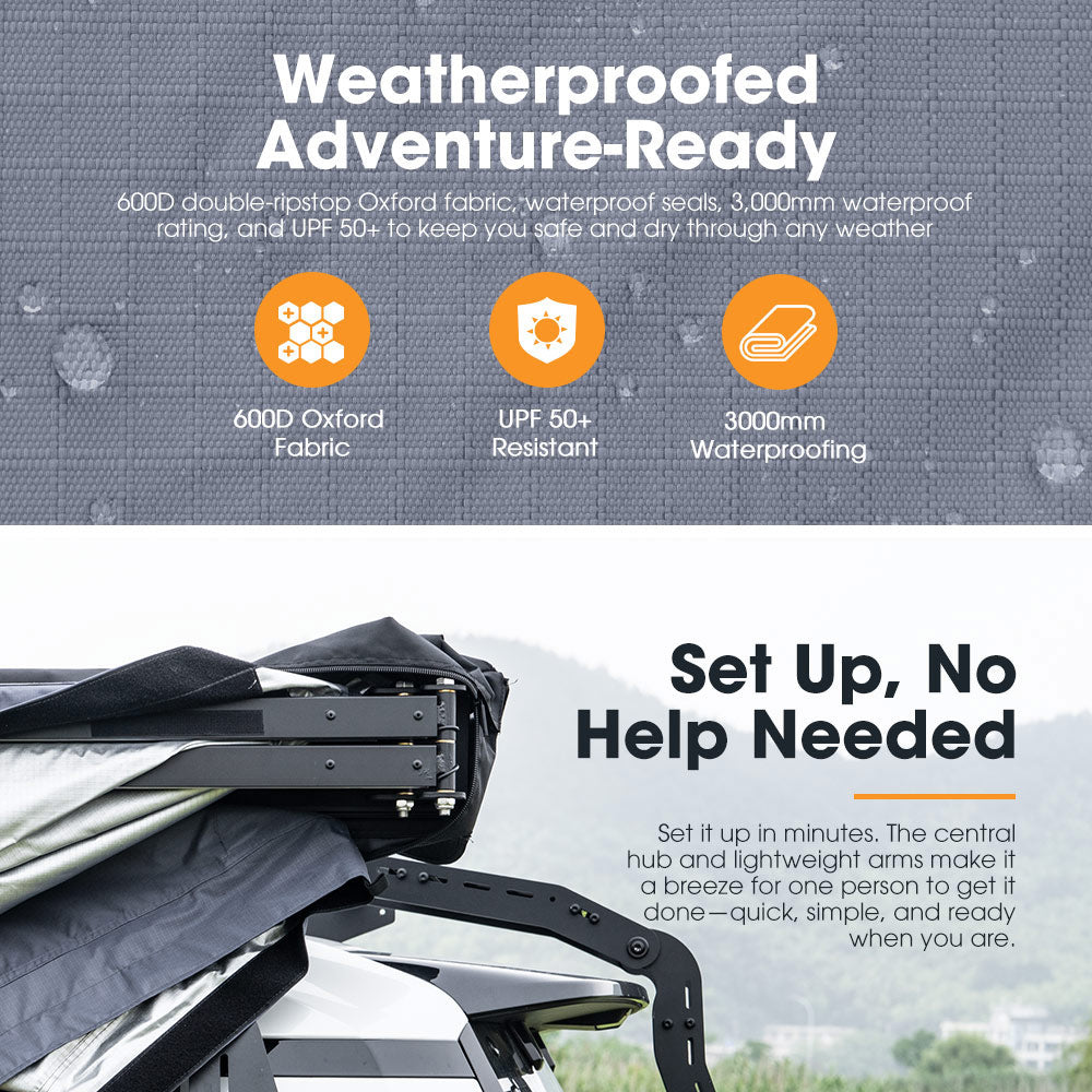 San Hima 180 Degree Awning Free-Standing Car Camping 4x4 Awning With L Brackets
