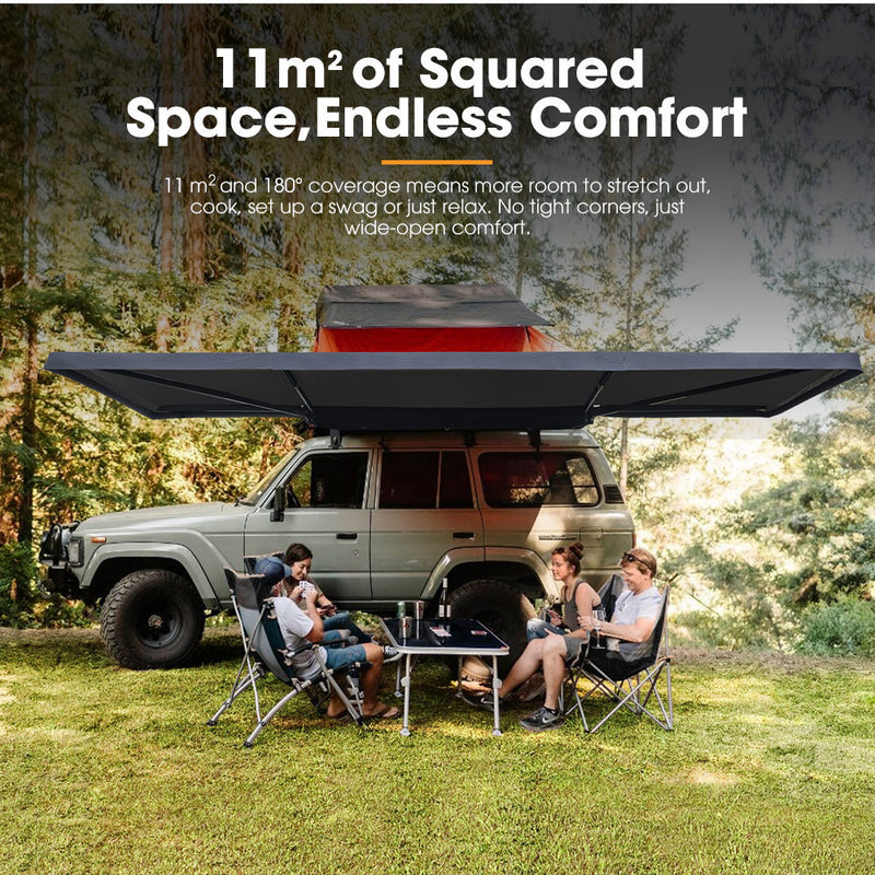 San Hima 180 Degree Awning Free-Standing Car Camping 4x4 Awning With L Brackets