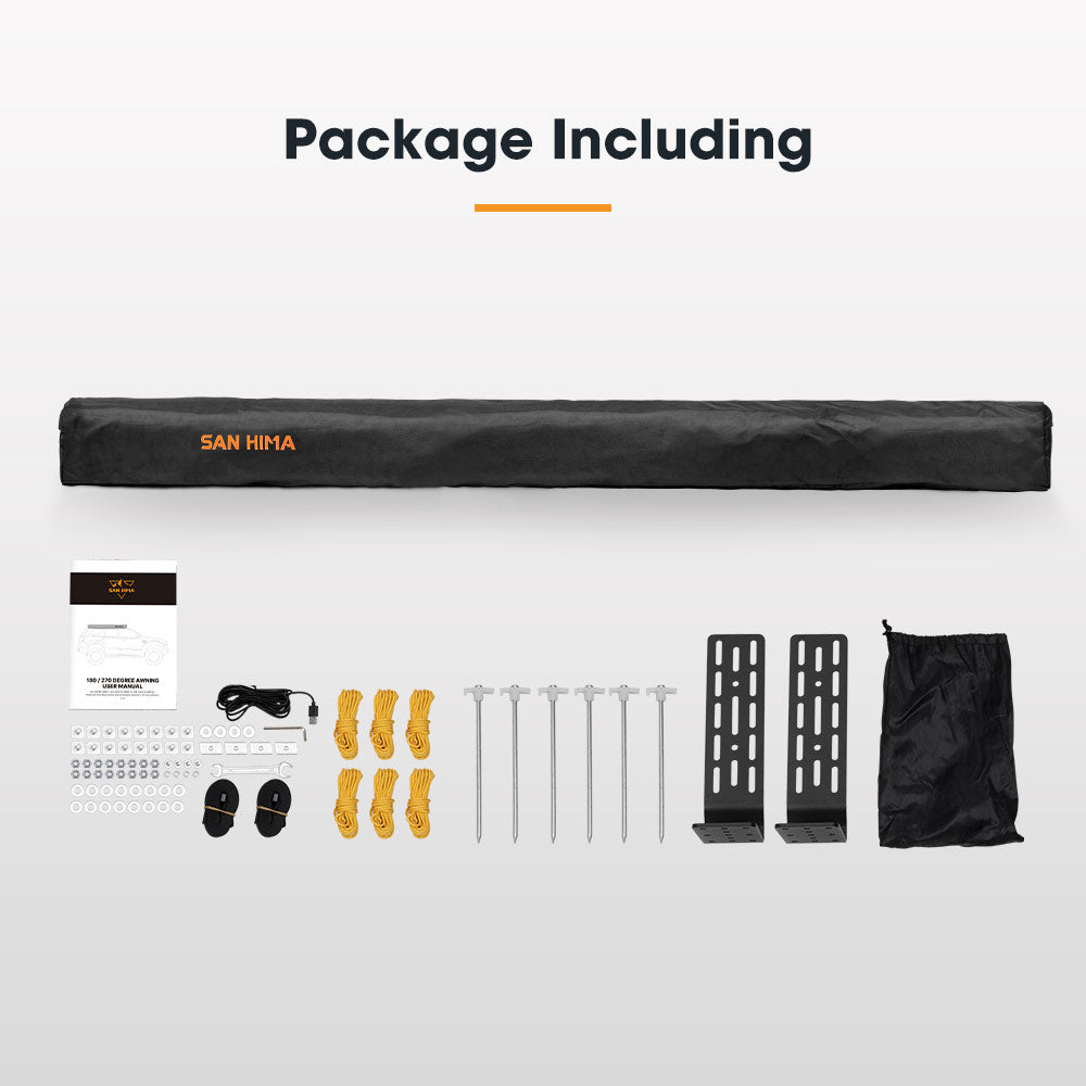 San Hima 180 Degree Awning Free-Standing Car Camping 4x4 Awning With L Brackets