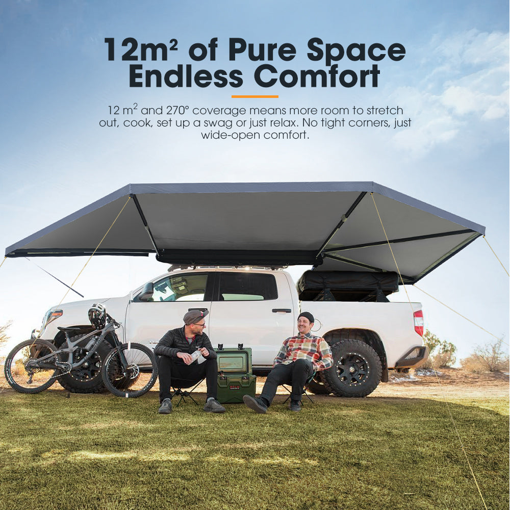 San Hima 270 Degree Awning Free-Standing Camping With L Brackets Passenger Side
