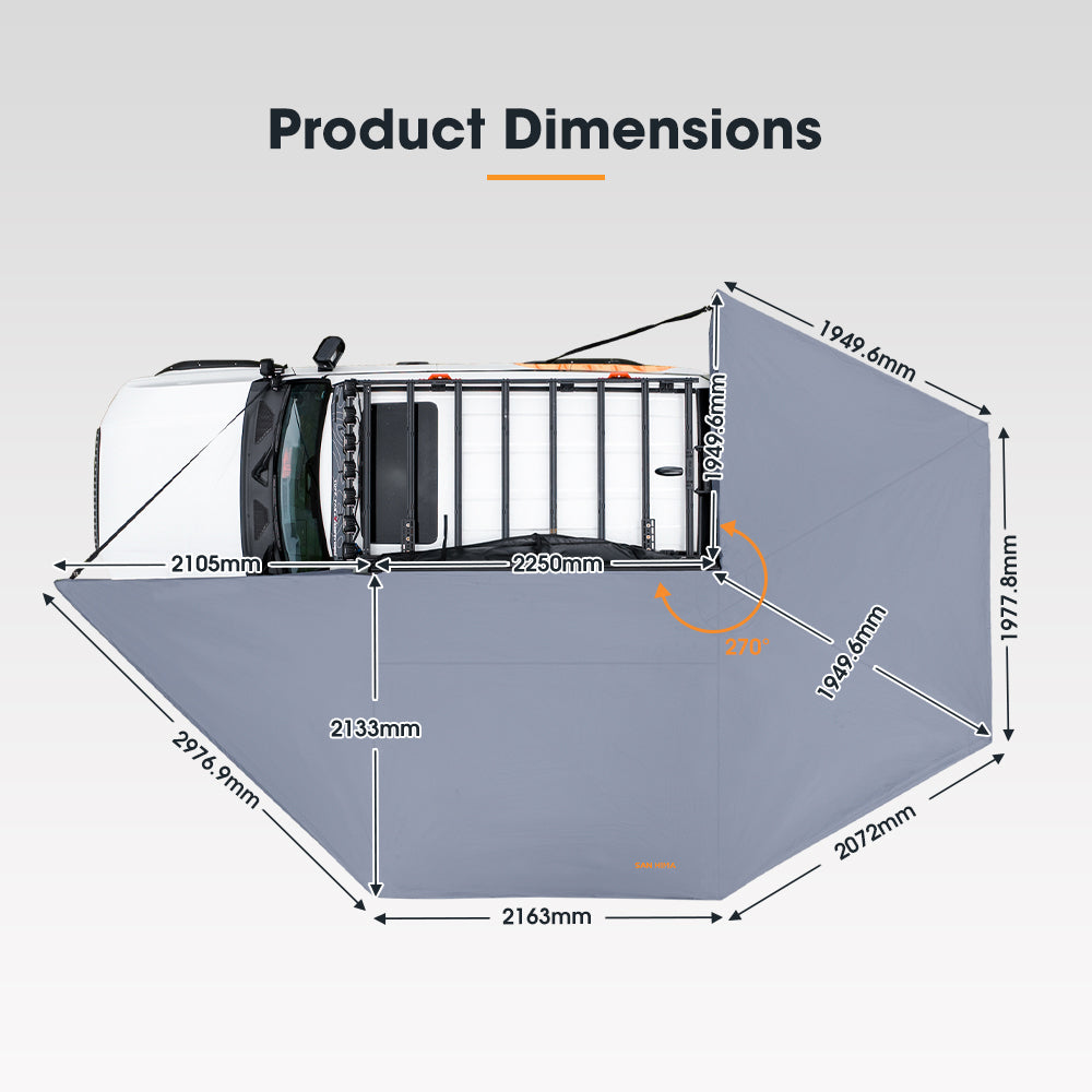 San Hima 270 Degree Awning Free-Standing Camping With L Brackets Passenger Side