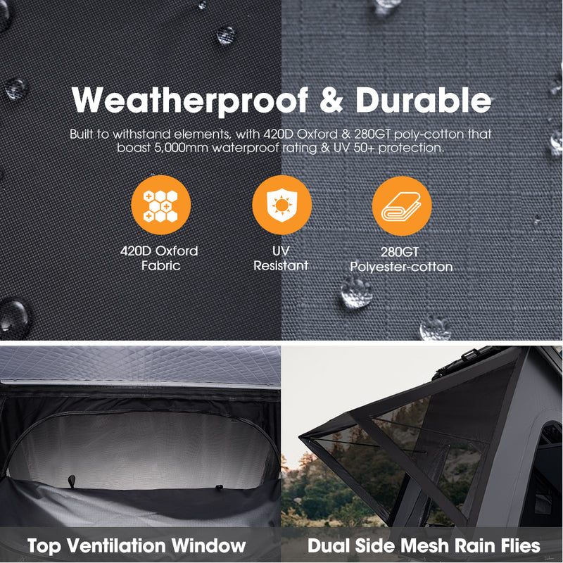San Hima 270° Awning Passenger Side + Kalbarri Lite Gen 2 Rooftop Tent + Rack