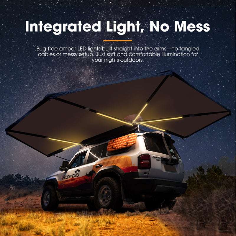San Hima 270° Awning Passenger Side + Rooftop Tent + Rack + Camping Chair + Recovery Boards