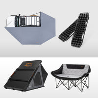 San Hima 270° Awning Passenger Side + Rooftop Tent + Rack + Camping Chair + Recovery Boards