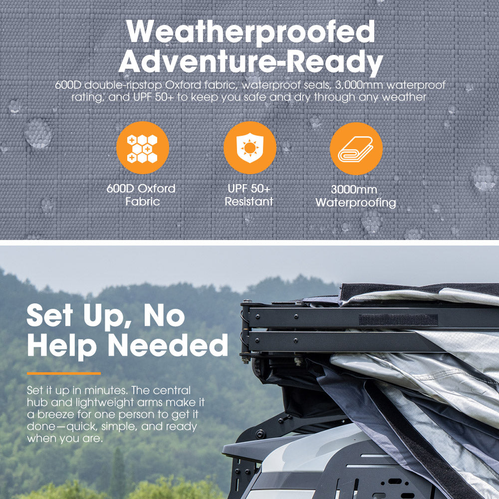 San Hima 270 Degree Awning Free-Standing Car Camping With L Brackets Driver Side