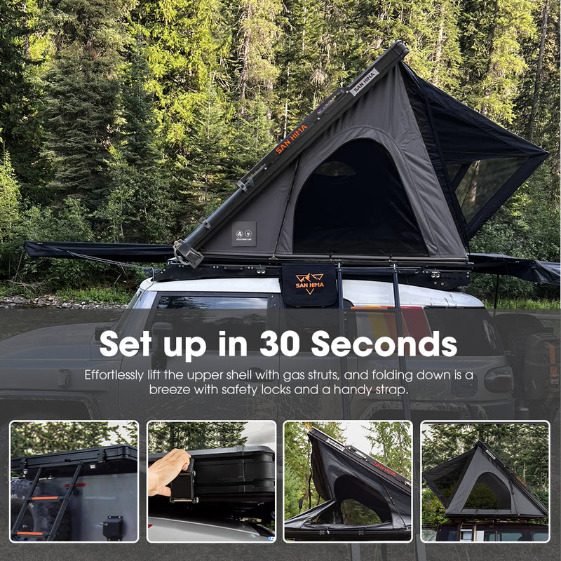 San Hima 270° Awning Driver Side + Kalbarri Lite Gen 2 Rooftop Tent + Rack