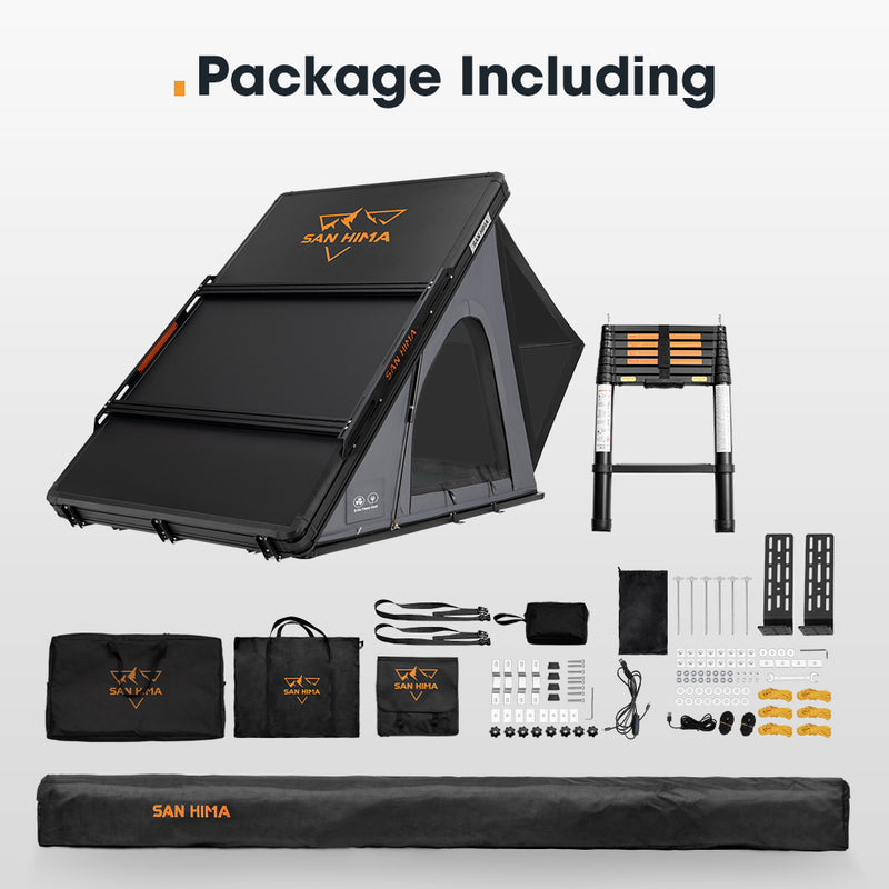 San Hima 270° Awning Driver Side + Kalbarri Lite Gen 2 Rooftop Tent + Rack