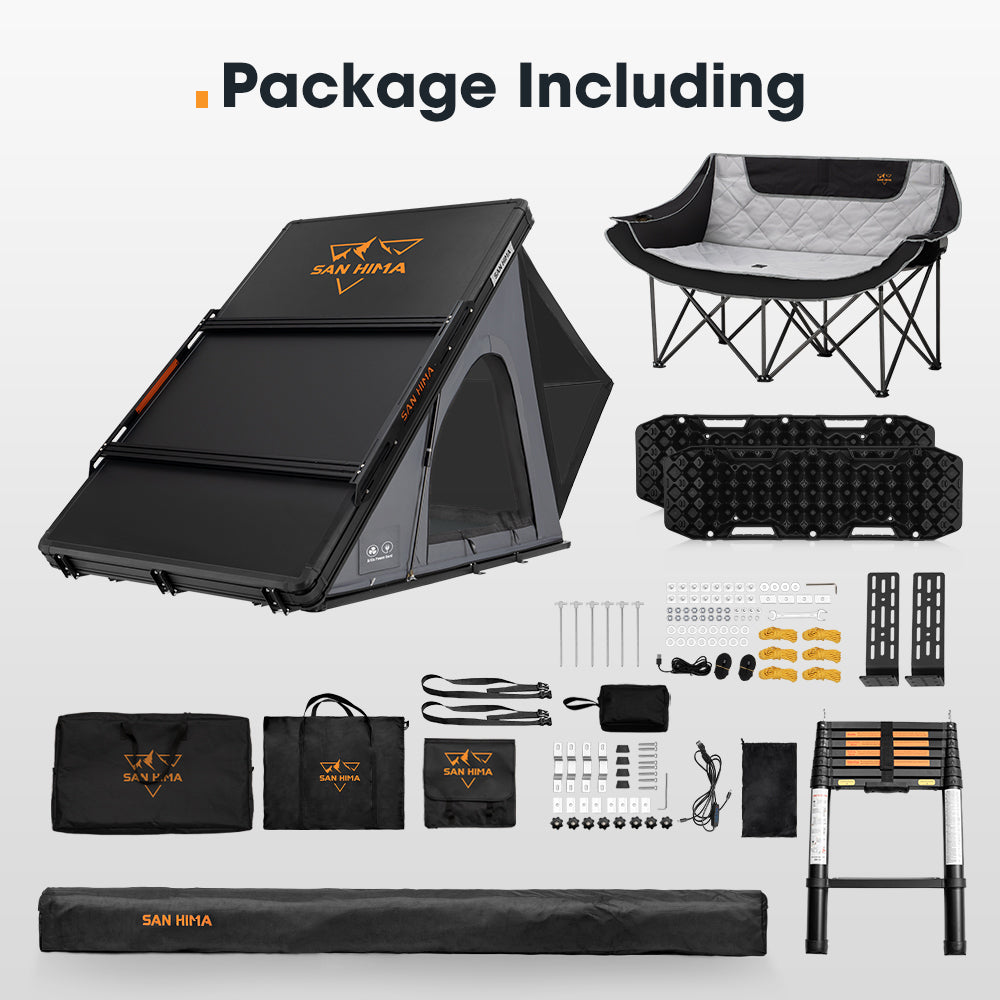 San Hima 270° Awning Driver Side + Rooftop Tent + Rack + Chair + 2xRecovery Boards