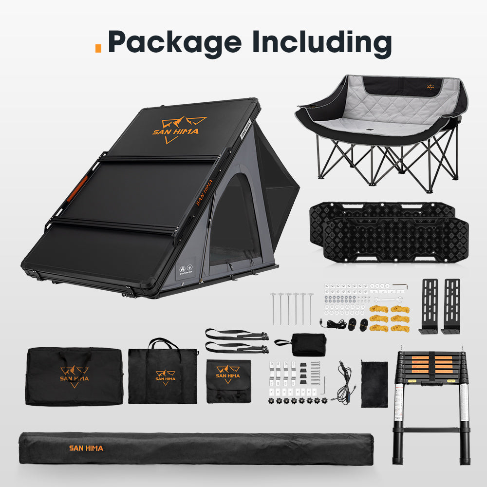 San Hima 270° Awning Driver Side + Rooftop Tent + Rack + Chair + 2xRecovery Boards
