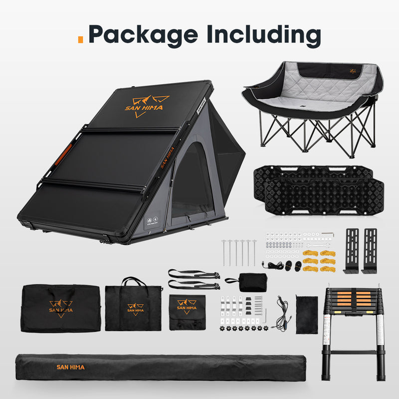 San Hima 270° Awning Driver Side + Rooftop Tent + Rack + Chair + 2xRecovery Boards