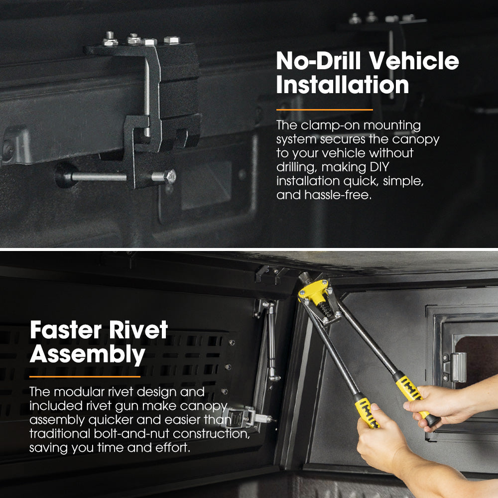 San Hima UTE Tub Canopy Fit BYD SHARK 6 2024-On Dual Cab W/ Rivet Gun