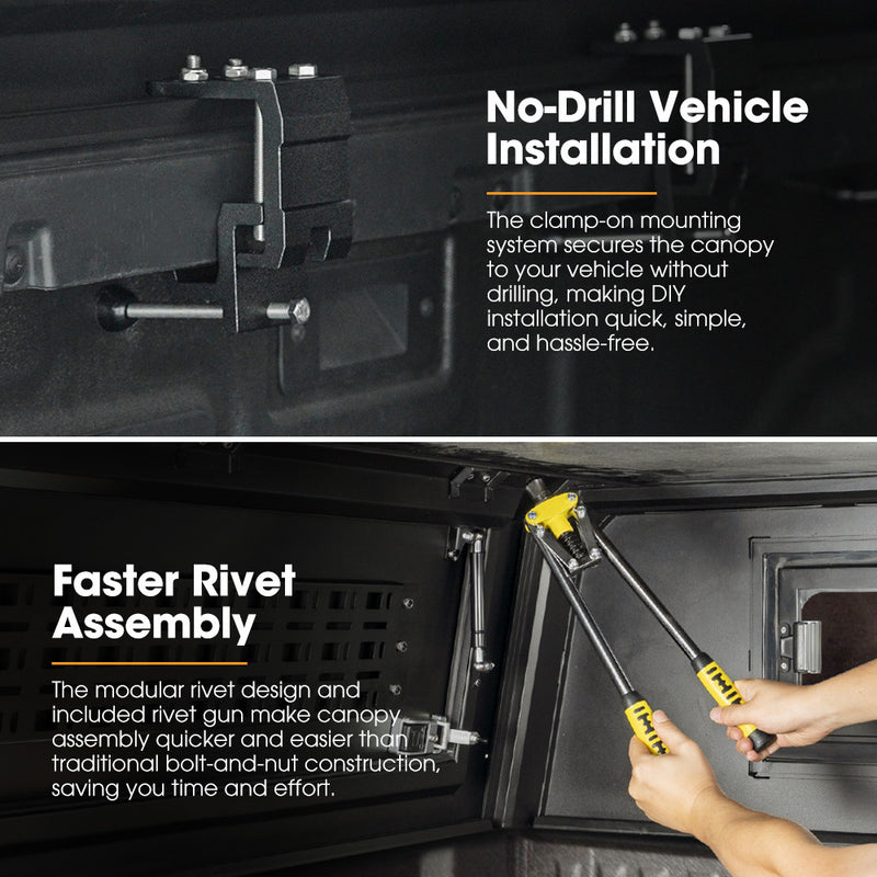 San Hima UTE Tub Canopy Fit BYD SHARK 6 2024-On Dual Cab W/ Rivet Gun